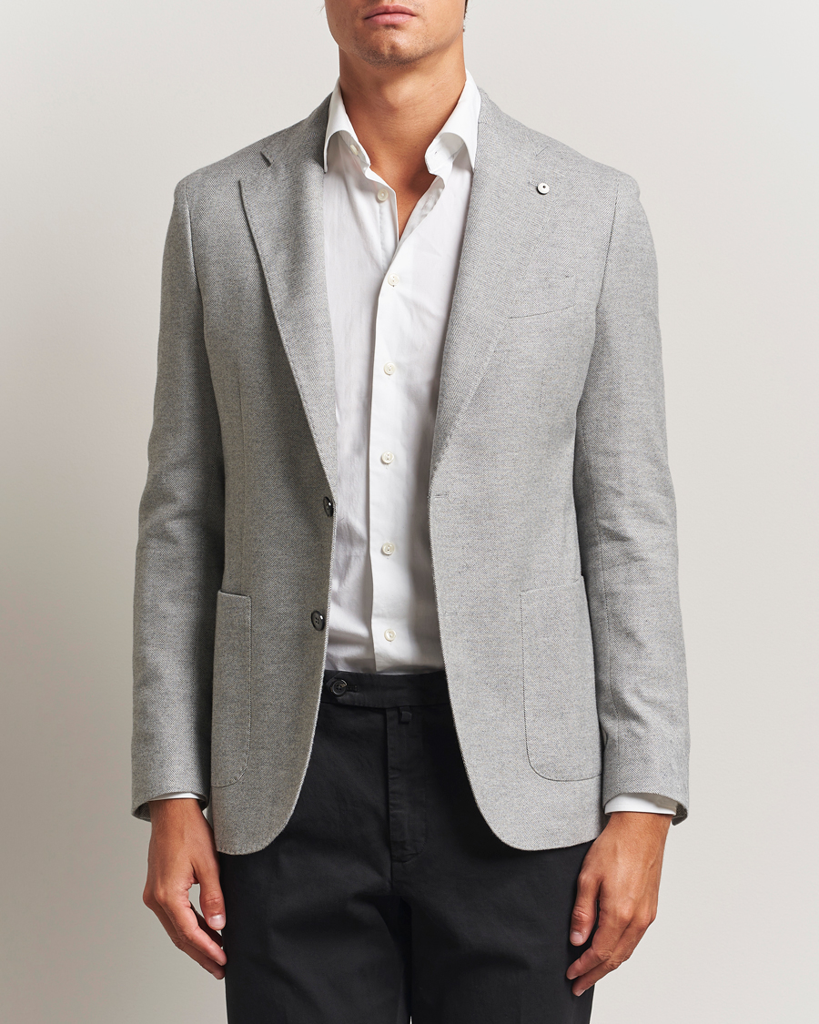 Herre | Dressjakker | L.B.M. 1911 | Jack Herringbone Cotton Blazer Light Grey