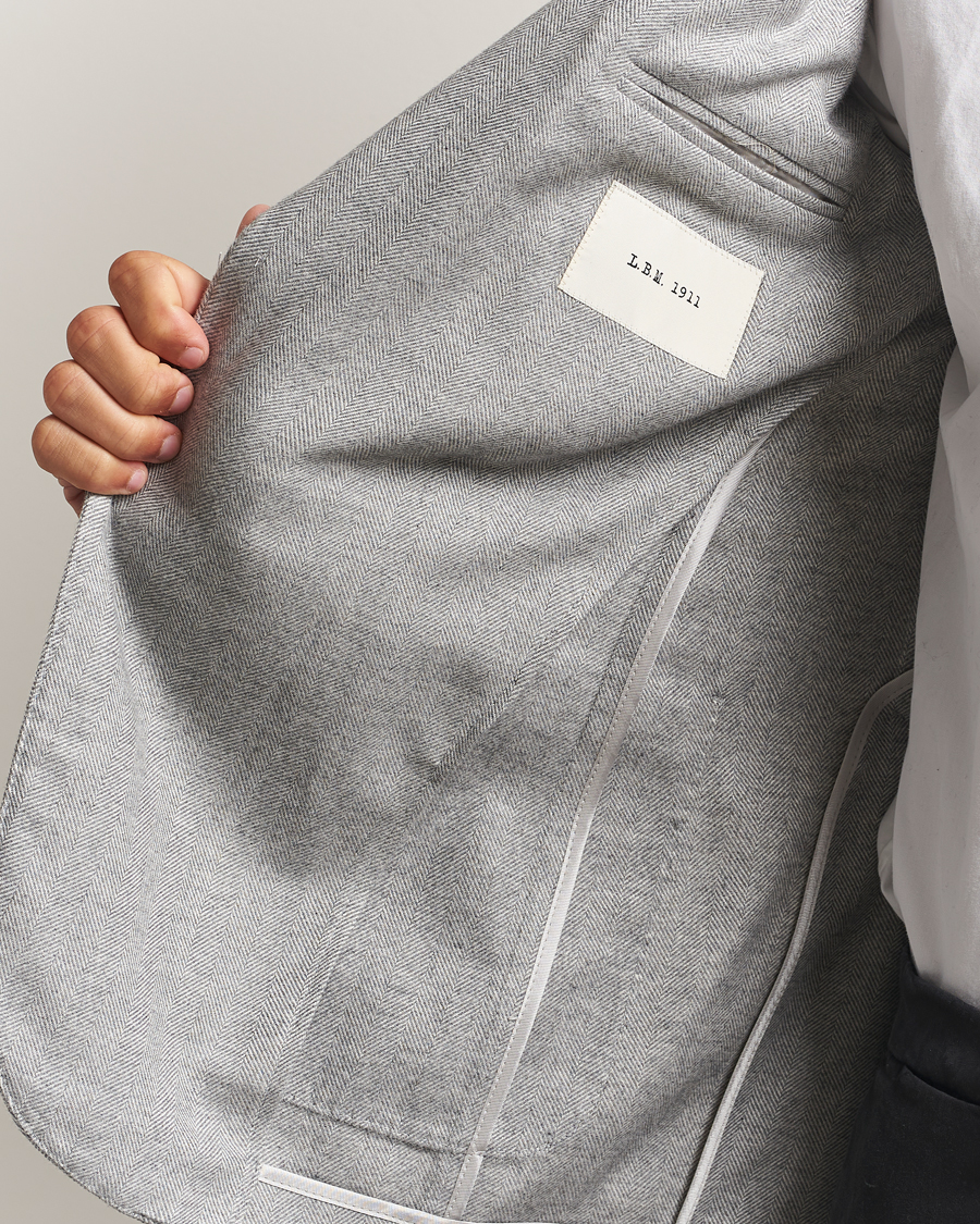 Herre | Dressjakker | L.B.M. 1911 | Jack Herringbone Cotton Blazer Light Grey