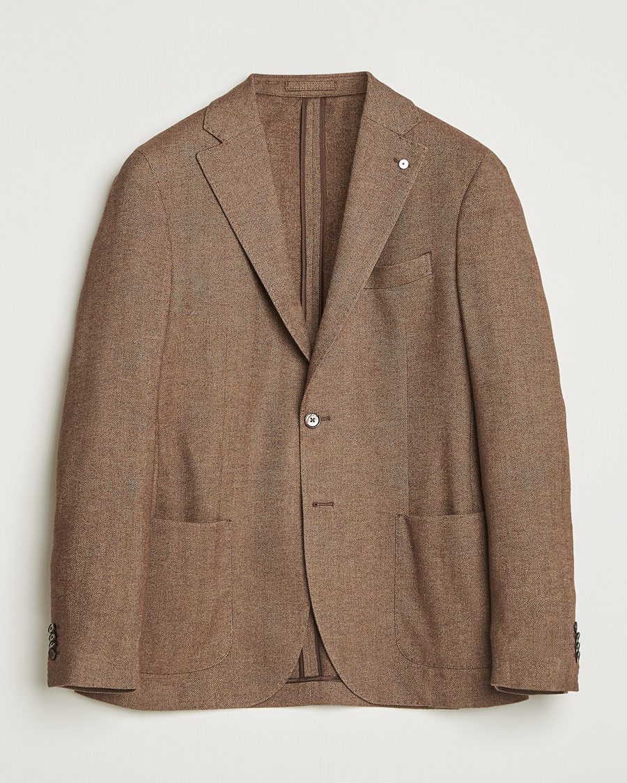 Herre | Dressjakker | L.B.M. 1911 | Jack Herringbone Cotton Blazer Brown