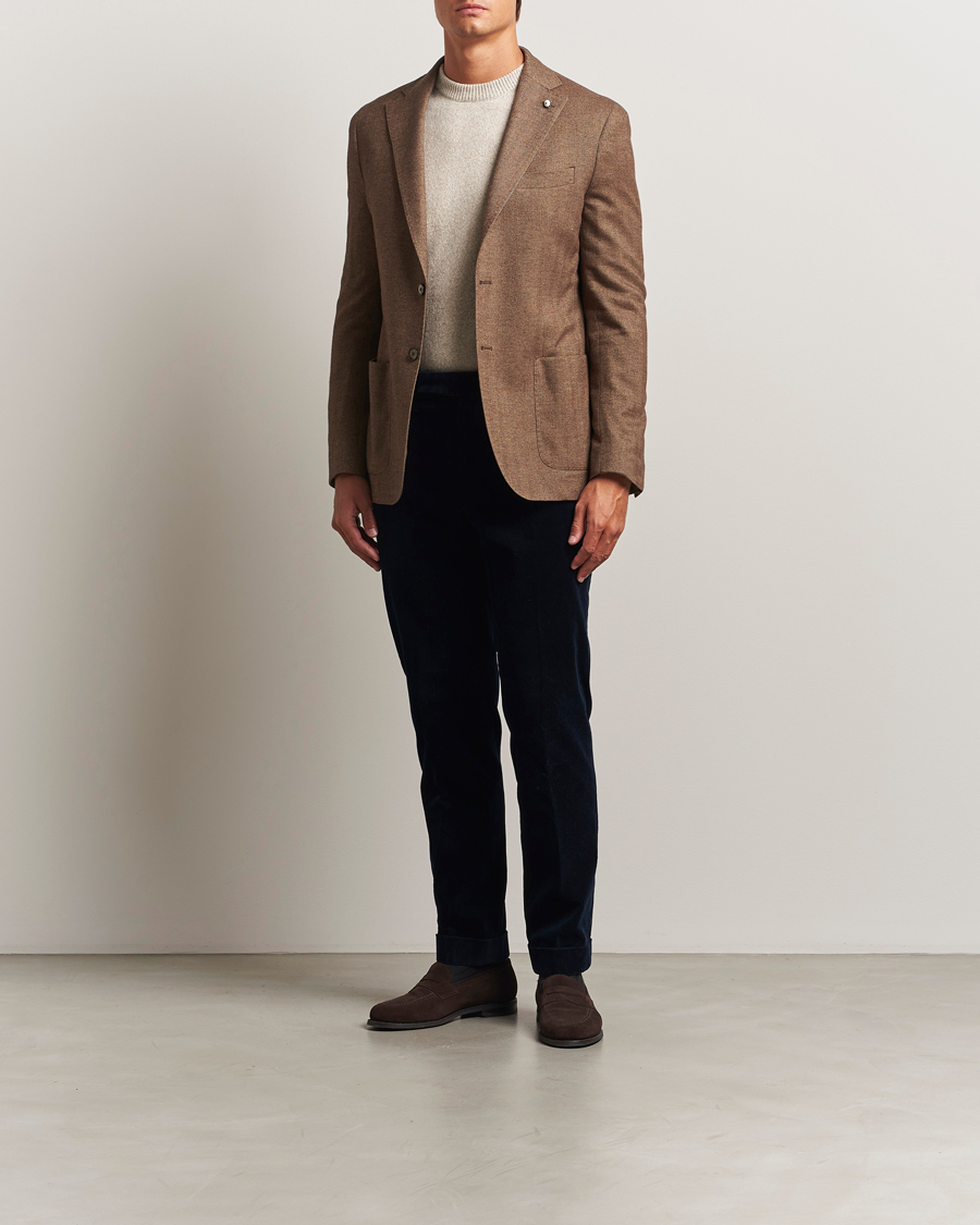Herre | Dressjakker | L.B.M. 1911 | Jack Herringbone Cotton Blazer Brown