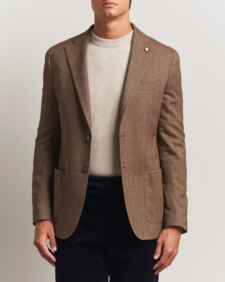 Herre | Dressjakker | L.B.M. 1911 | Jack Herringbone Cotton Blazer Brown