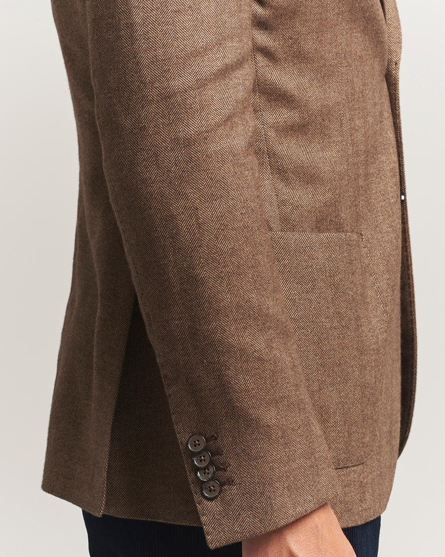 Herre | Dressjakker | L.B.M. 1911 | Jack Herringbone Cotton Blazer Brown