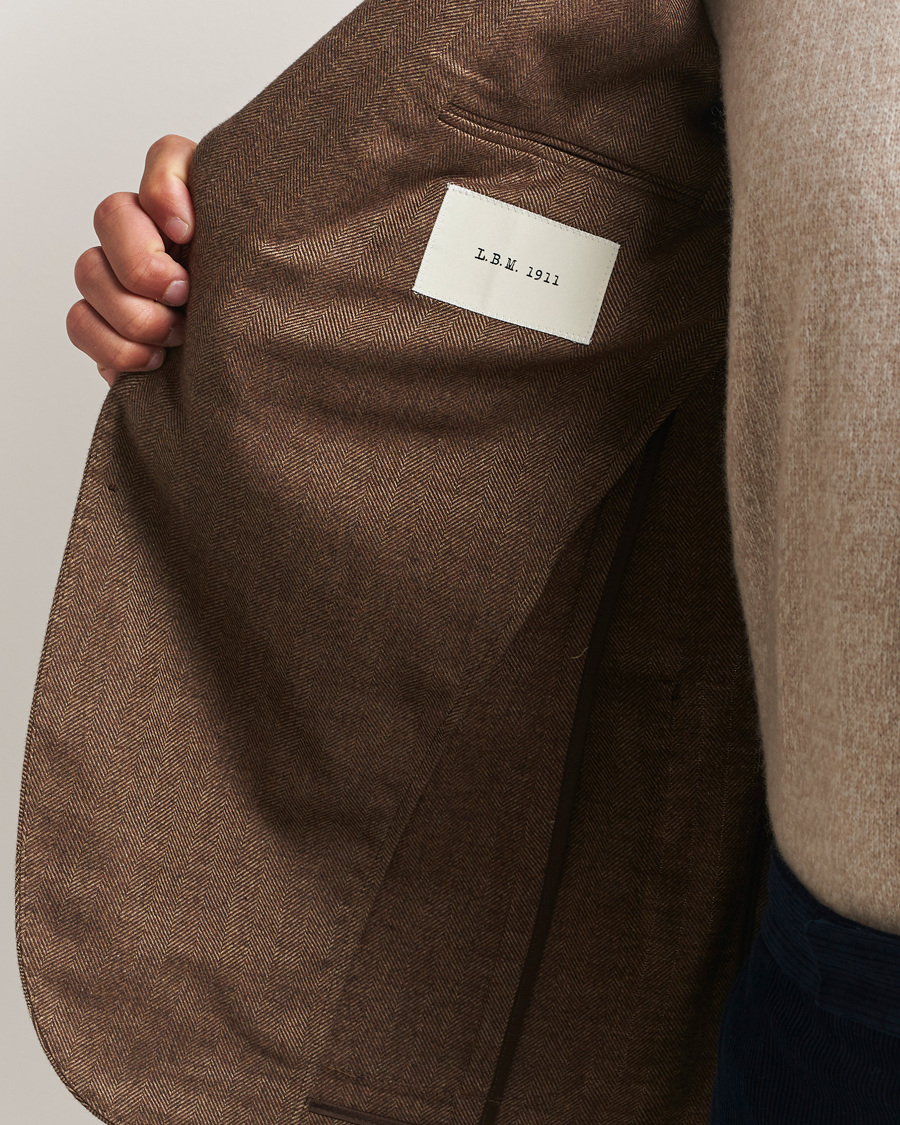Herre | Dressjakker | L.B.M. 1911 | Jack Herringbone Cotton Blazer Brown