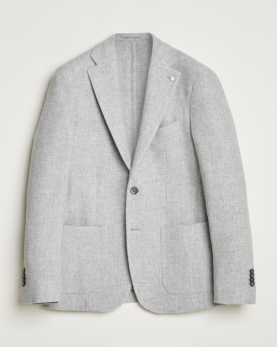 Herre | Dressjakker | L.B.M. 1911 | Jack Fly Knitted Wool Blazer Light Grey