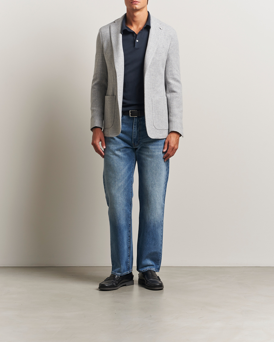 Herre | Dressjakker | L.B.M. 1911 | Jack Fly Knitted Wool Blazer Light Grey