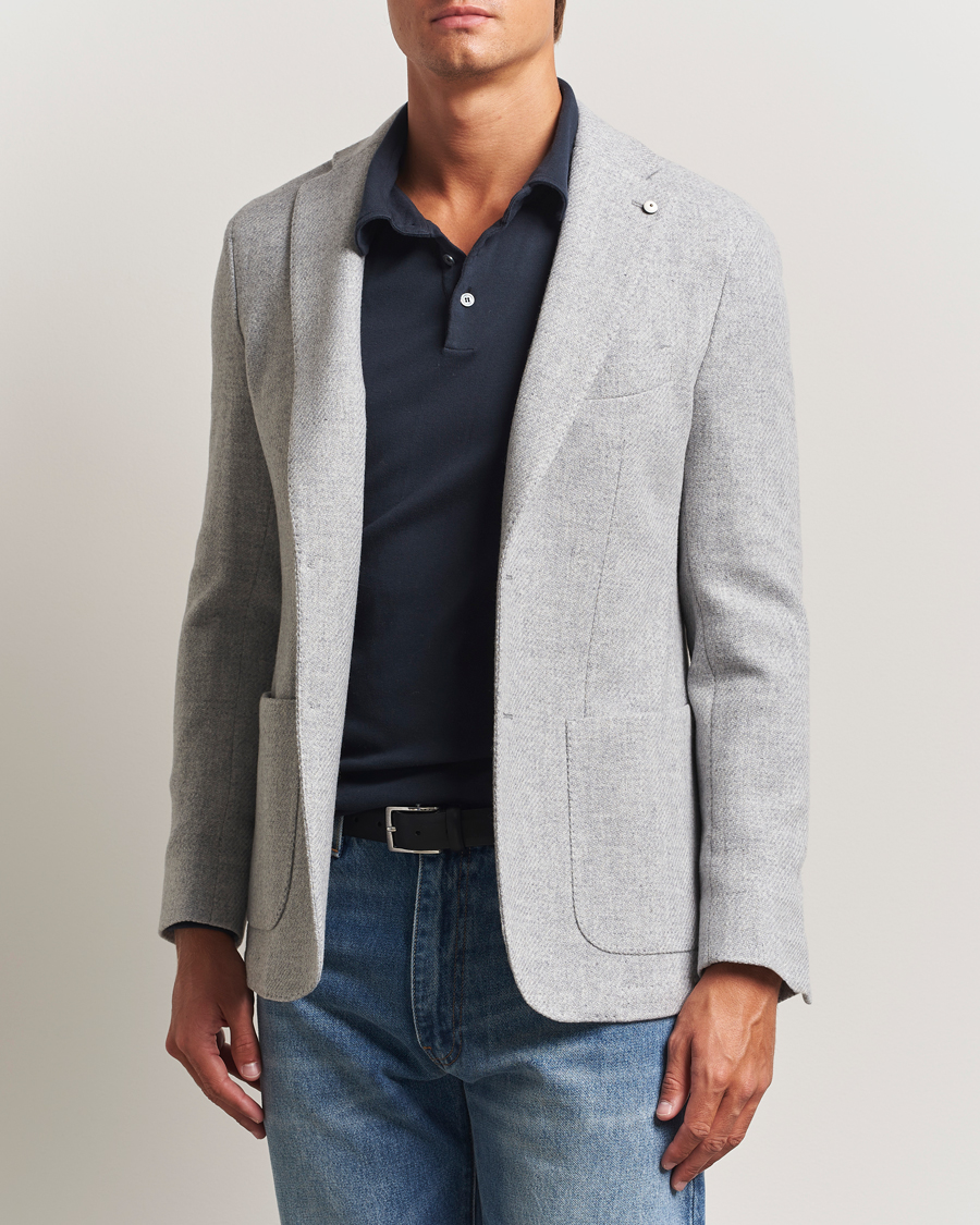 Herre | Dressjakker | L.B.M. 1911 | Jack Fly Knitted Wool Blazer Light Grey