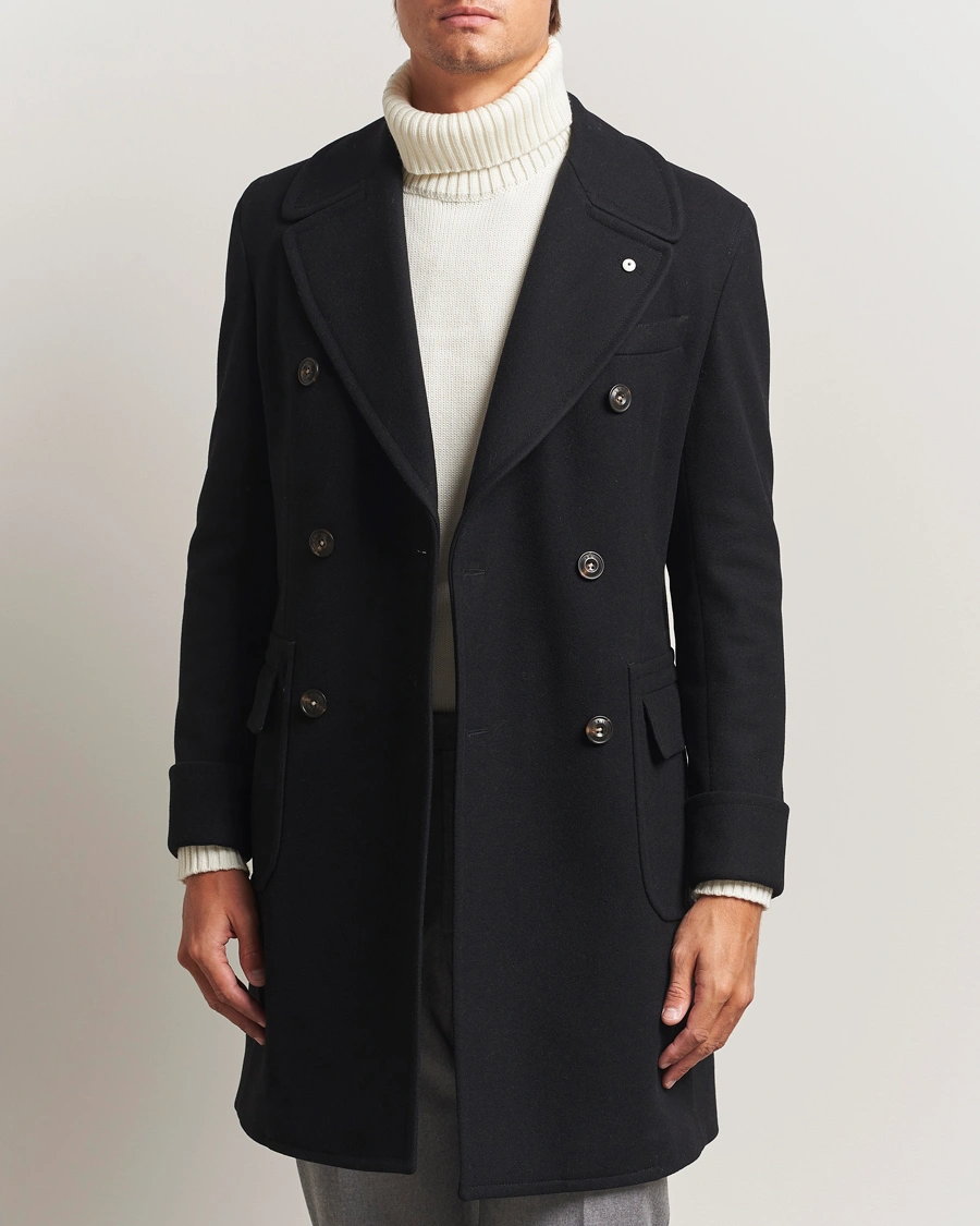 Herre | Jakker | L.B.M. 1911 | Double Breasted Wool/Cashmere Coat Black