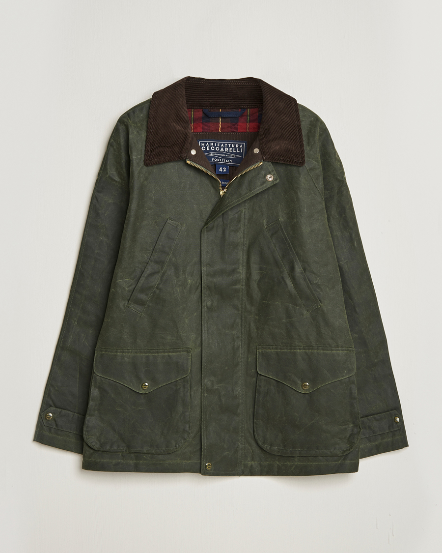 Herre | Jakker | Manifattura Ceccarelli | Rain Caban Wax Cloth Dark Green