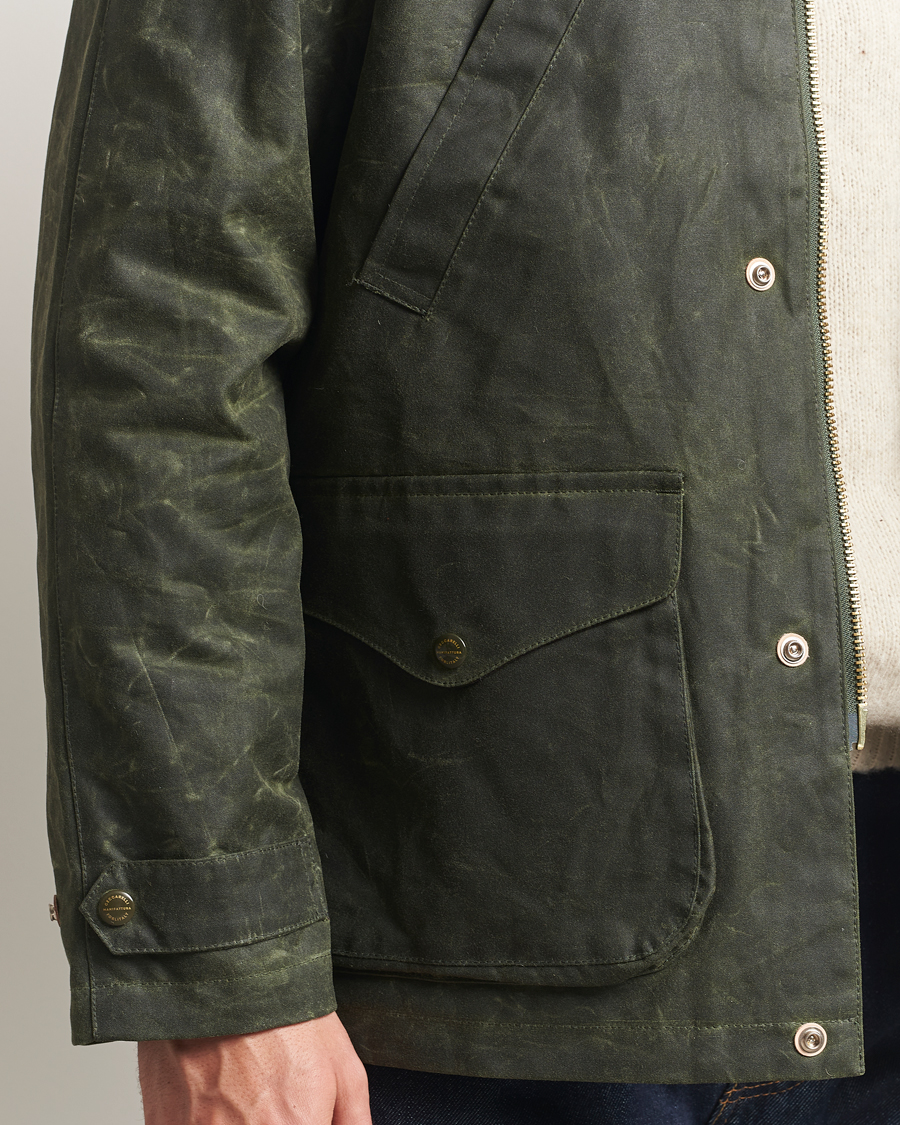 Herre | Jakker | Manifattura Ceccarelli | Rain Caban Wax Cloth Dark Green