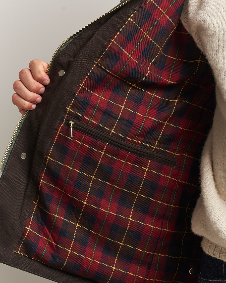Herre | Jakker | Manifattura Ceccarelli | Rain Caban Wax Cloth Dark Green
