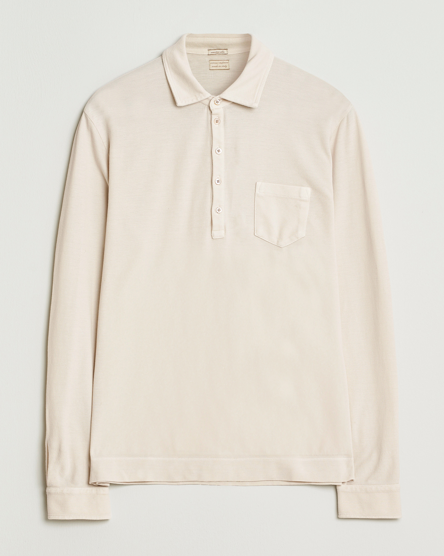 Herre | Pikéer | Massimo Alba | Ischia Cotton/Cashmere Long Sleeve Polo Off White