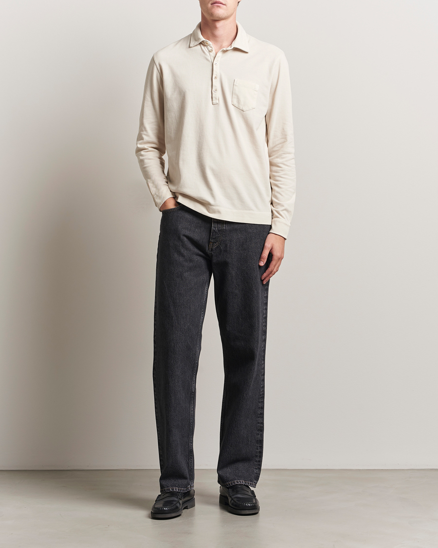 Herre | Pikéer | Massimo Alba | Ischia Cotton/Cashmere Long Sleeve Polo Off White