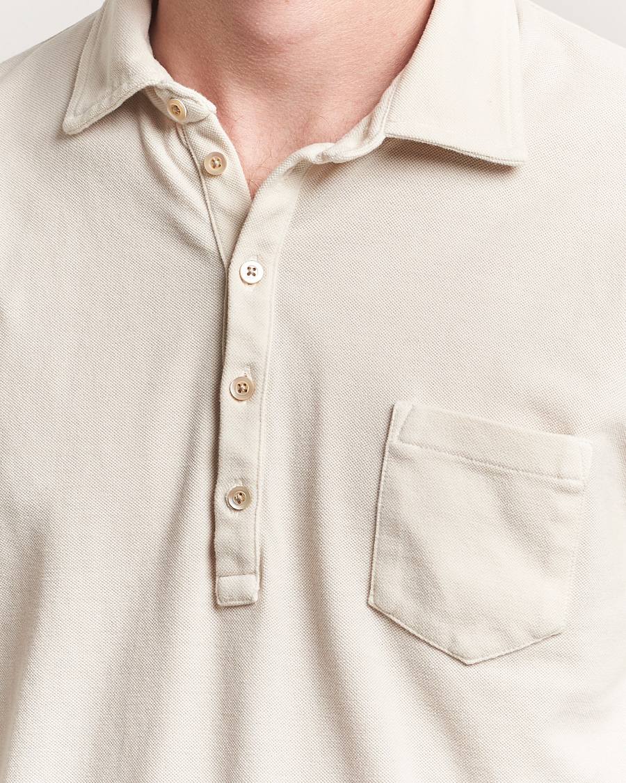 Herre | Pikéer | Massimo Alba | Ischia Cotton/Cashmere Long Sleeve Polo Off White