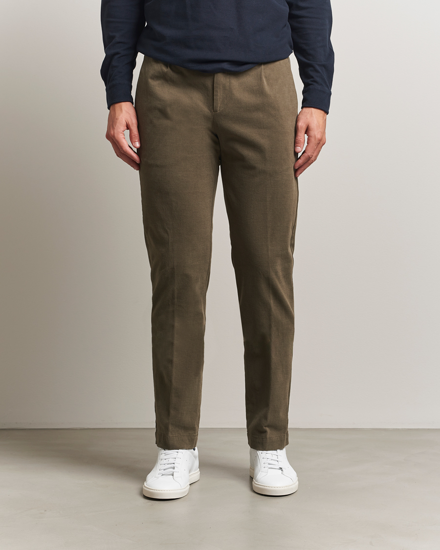 Herre | Bukser | Massimo Alba | Ionio Pleated Moleskine Trousers Military