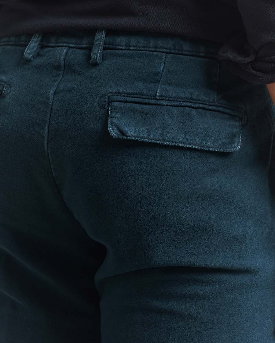 Herre | Bukser | Massimo Alba | Ionio Pleated Moleskine Trousers Petrol Blue