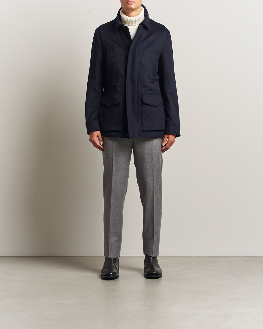 Herre | Jakker | Oscar Jacobson | Traveler Wool Jacket Navy