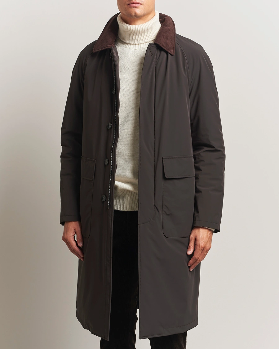 Herre | Jakker | Oscar Jacobson | Padded Raglan Nylon Coat Brown