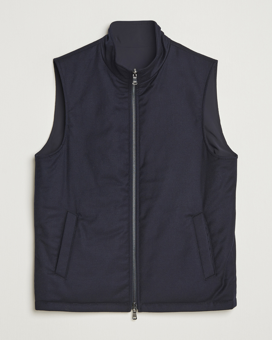 Herre | Vester | Oscar Jacobson | Nylon/Wool Reversible Vest Navy