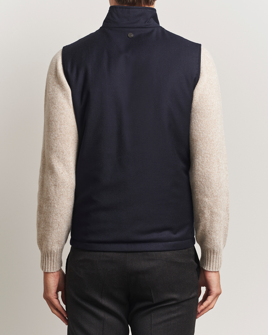 Herre | Vester | Oscar Jacobson | Nylon/Wool Reversible Vest Navy