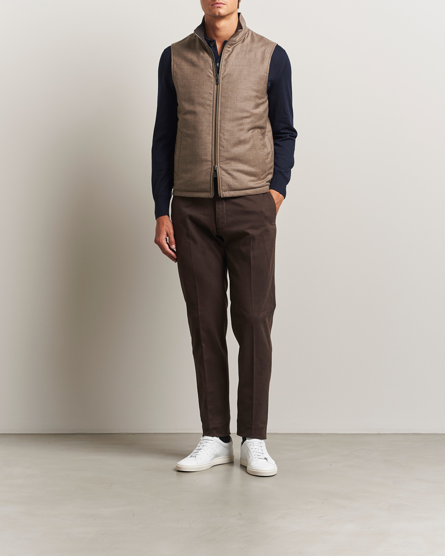 Herre | Jakker | Oscar Jacobson | Nylon/Wool Reversible Vest Brown