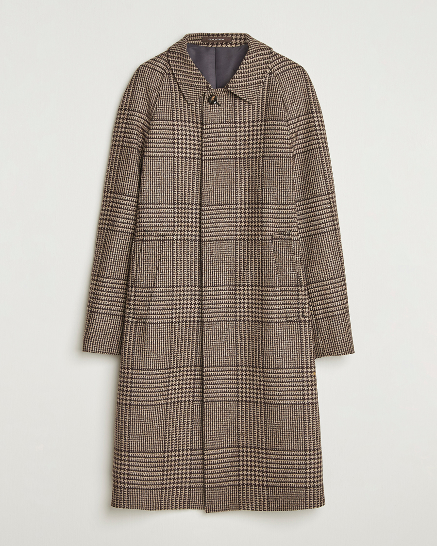 Herre | Jakker | Oscar Jacobson | Raglan Check Wool Coat Brown
