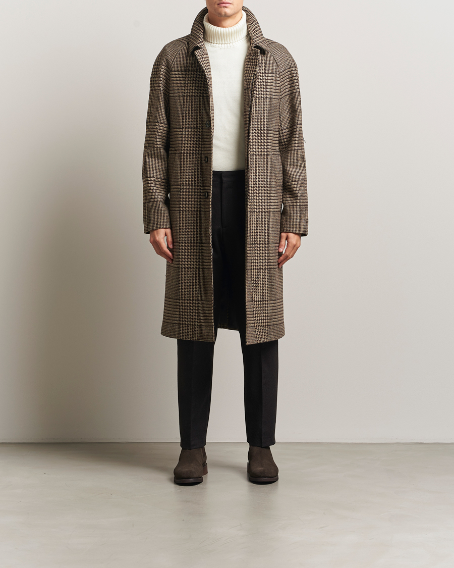 Herre | Jakker | Oscar Jacobson | Raglan Check Wool Coat Brown