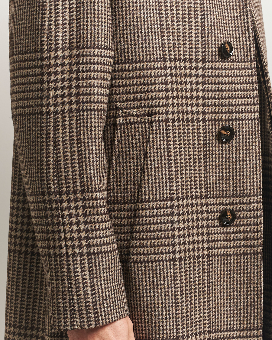Herre | Jakker | Oscar Jacobson | Raglan Check Wool Coat Brown