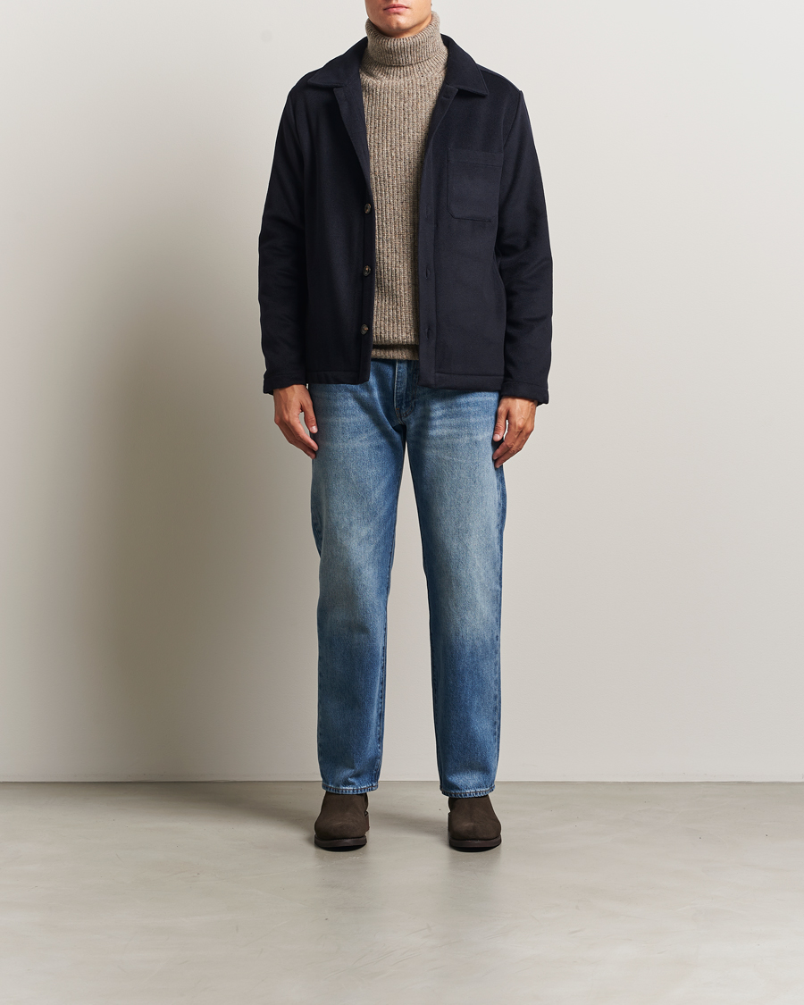 Herre | Jakker | Oscar Jacobson | Maddan Wool/Cashmere Shirt Jacket Navy