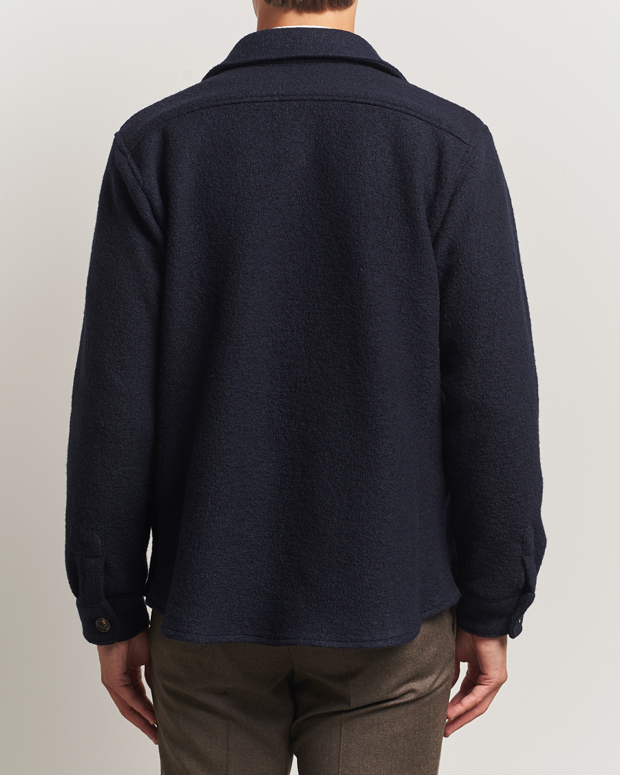 Herre | Jakker | Oscar Jacobson | Maverick Boiled Wool Shirt Jacket Navy