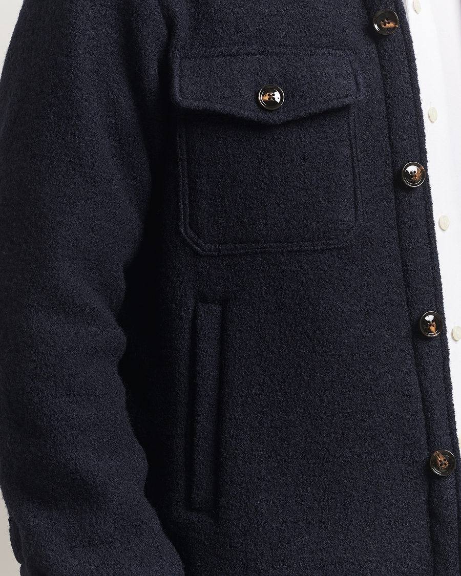 Herre | Jakker | Oscar Jacobson | Maverick Boiled Wool Shirt Jacket Navy