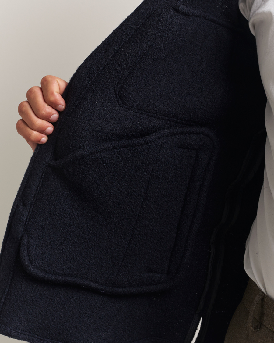 Herre | Jakker | Oscar Jacobson | Maverick Boiled Wool Shirt Jacket Navy