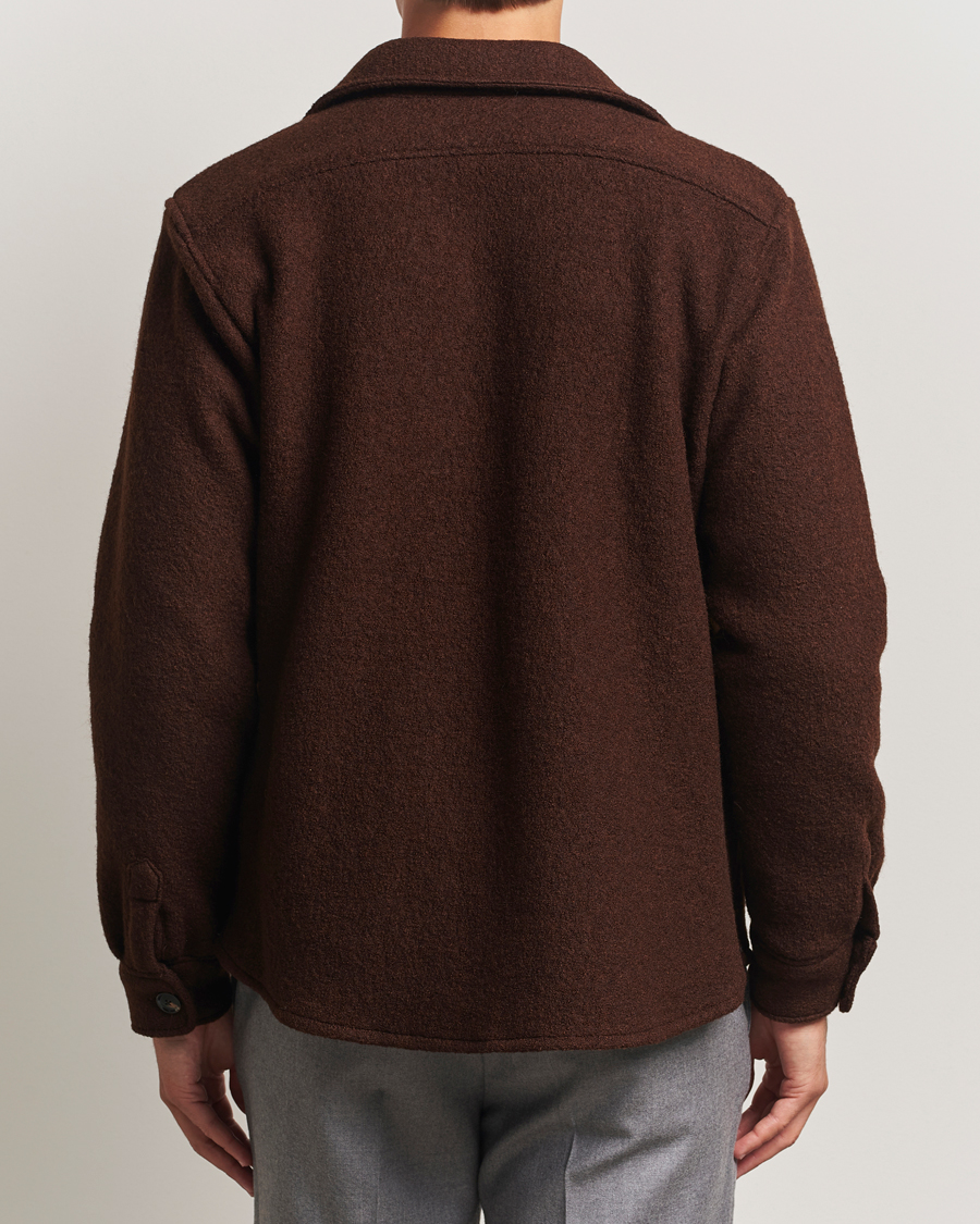 Herre | Jakker | Oscar Jacobson | Maverick Boiled Wool Shirt Jacket Brown
