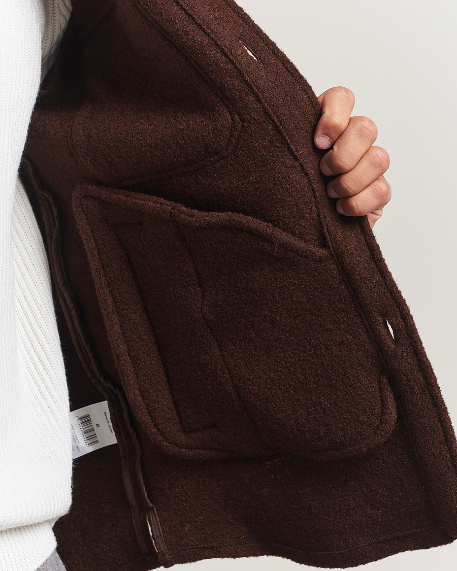 Herre | Jakker | Oscar Jacobson | Maverick Boiled Wool Shirt Jacket Brown