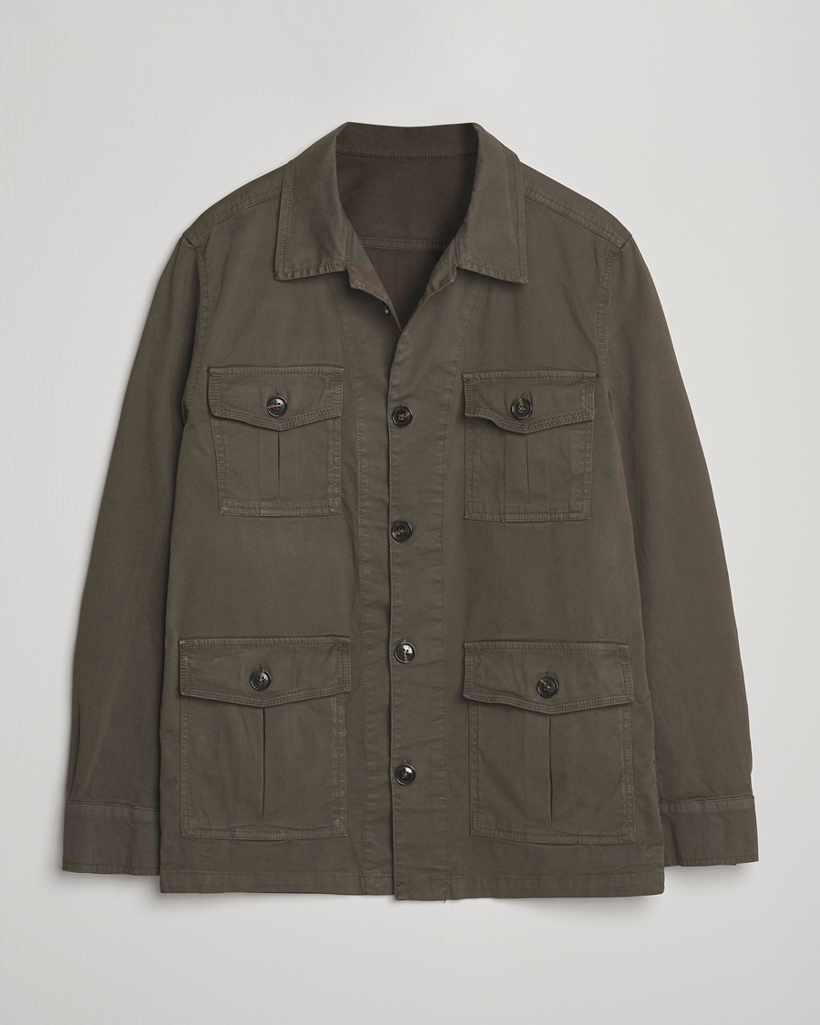 Herre | Skjorter | Oscar Jacobson | Safari Shirt Jacket Olive