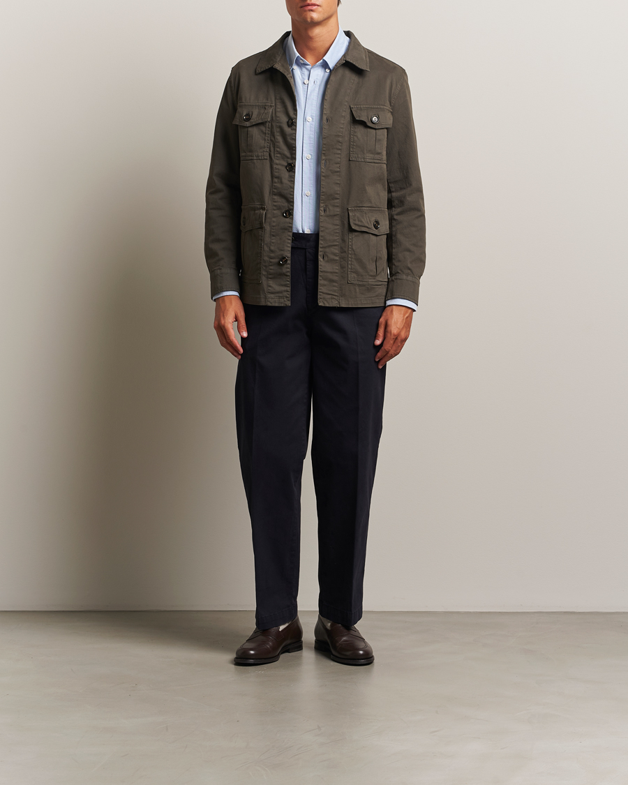 Herre | Skjorter | Oscar Jacobson | Safari Shirt Jacket Olive