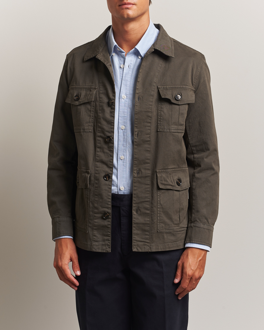 Herre | Skjorter | Oscar Jacobson | Safari Shirt Jacket Olive