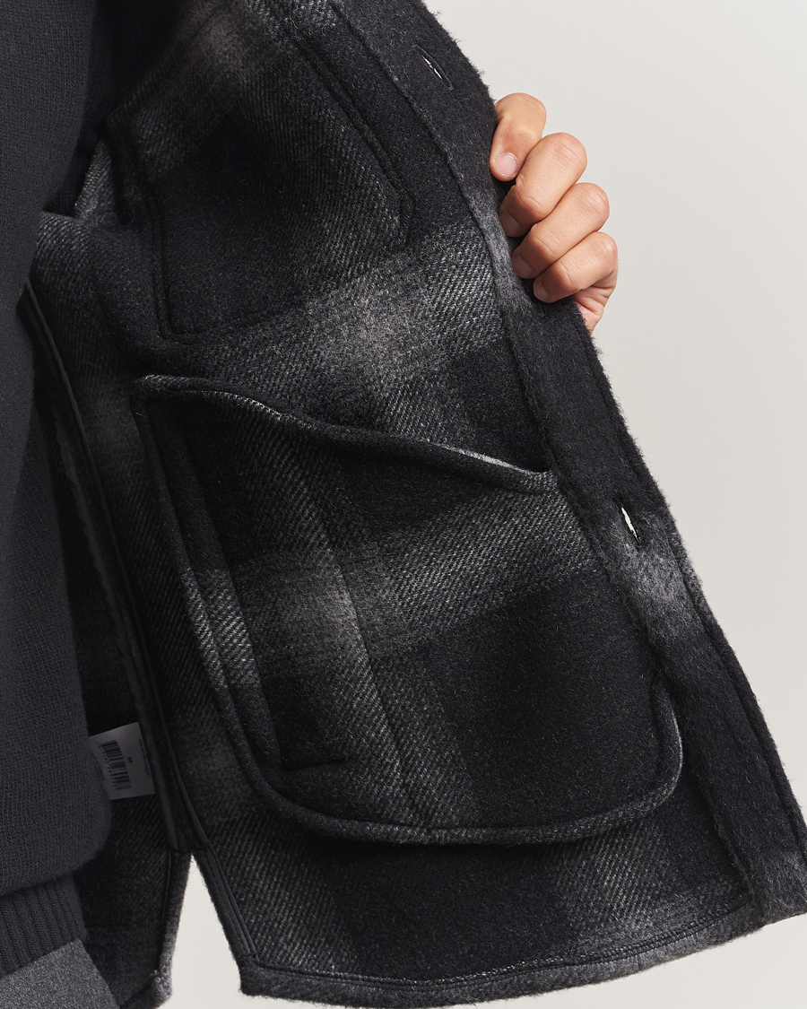 Herre | Jakker | Oscar Jacobson | Maverick Checked Wool Shirt Jacket Grey