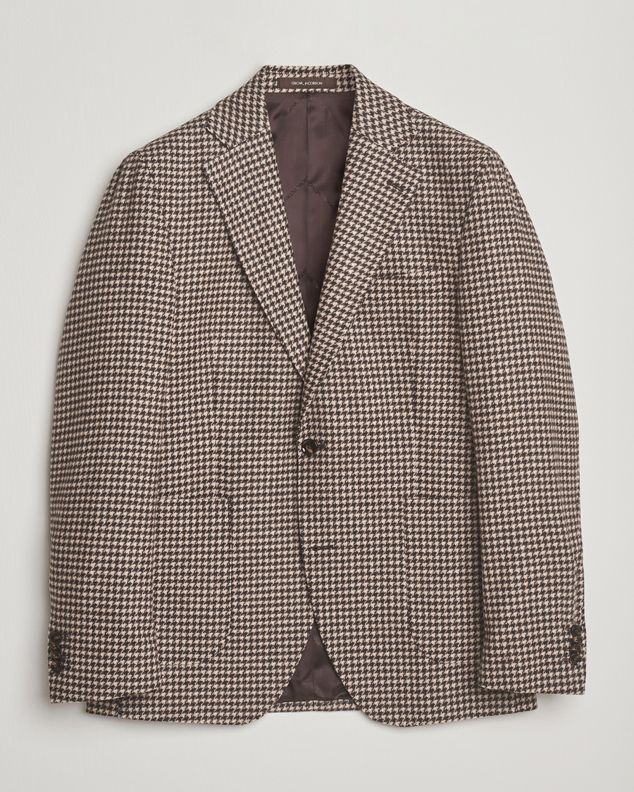 Herre | Dressjakker | Oscar Jacobson | Fogerty Houndstooth Wool Blazer Brown
