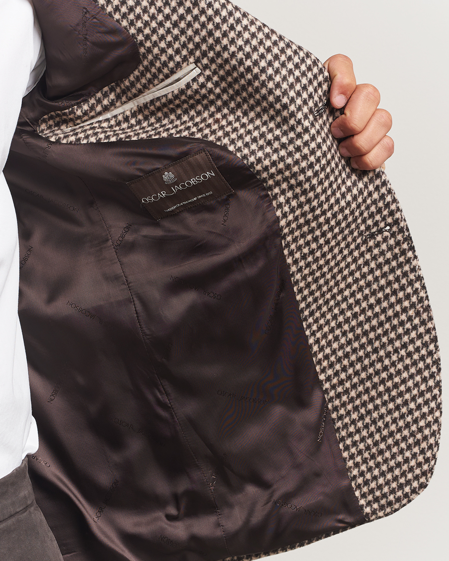 Herre | Dressjakker | Oscar Jacobson | Fogerty Houndstooth Wool Blazer Brown