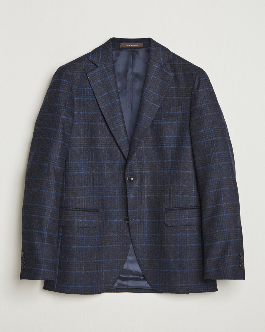 Herre | Dressjakker | Oscar Jacobson | Fogerty Checked Wool Blazer Navy
