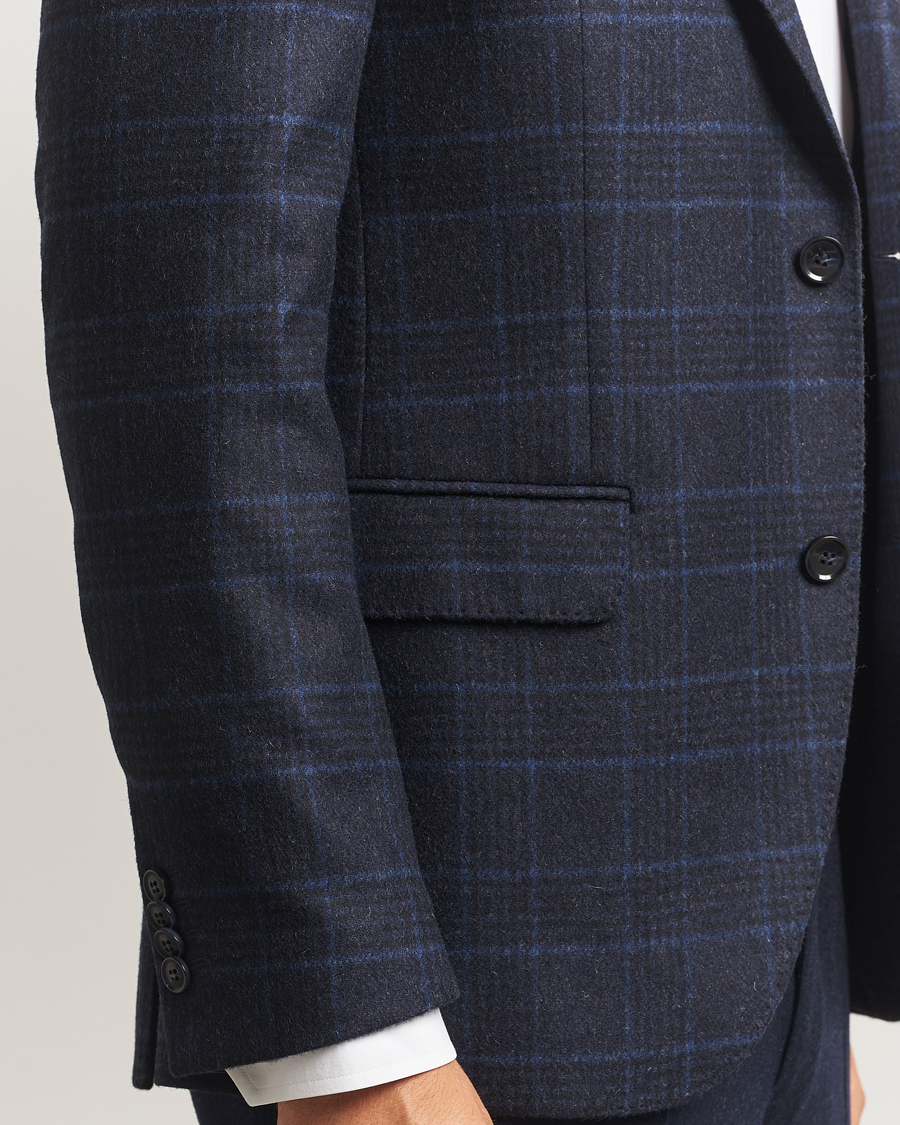 Herre | Dressjakker | Oscar Jacobson | Fogerty Checked Wool Blazer Navy