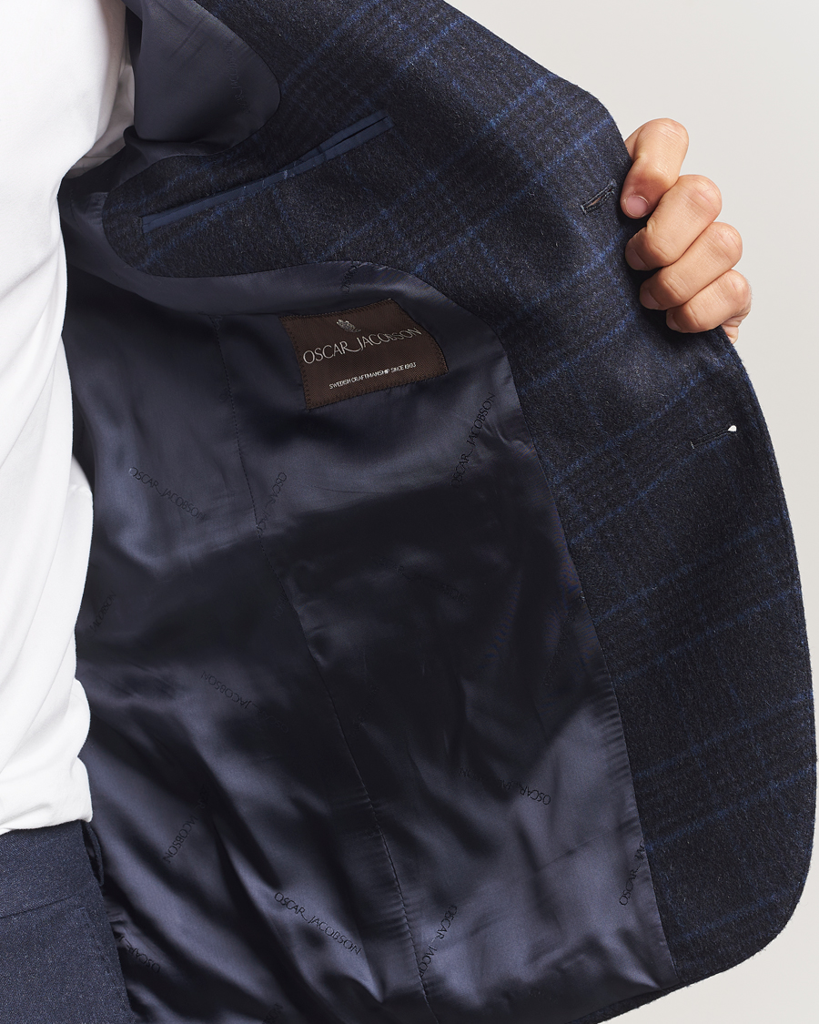 Herre | Dressjakker | Oscar Jacobson | Fogerty Checked Wool Blazer Navy