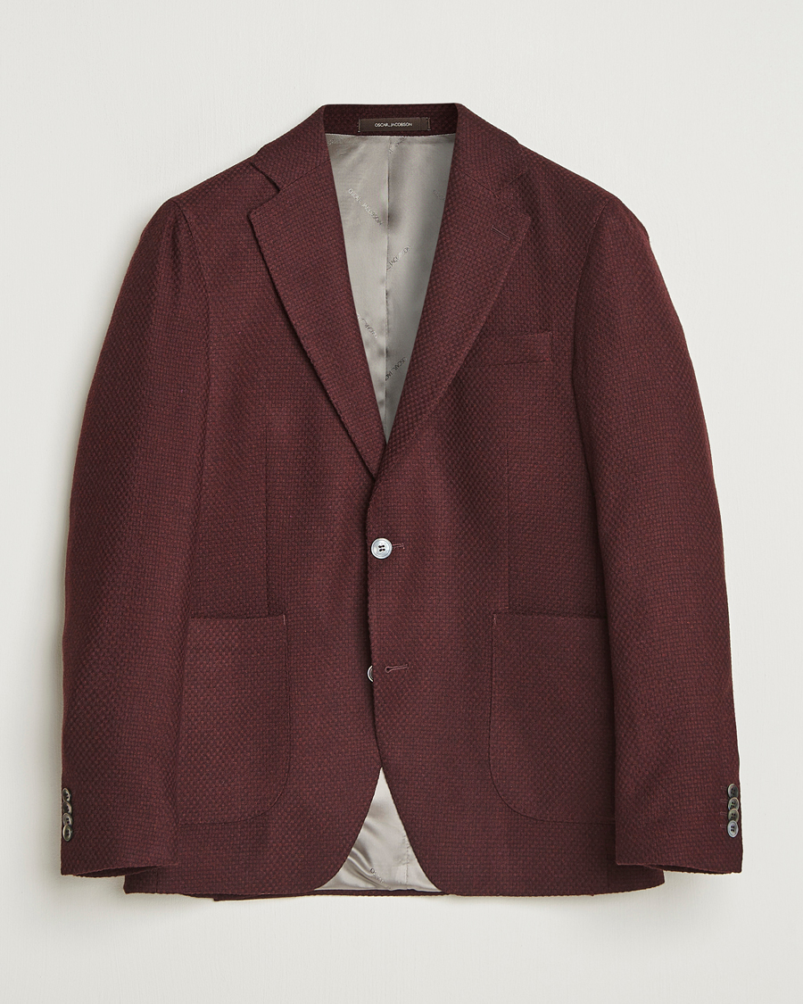 Herre | Dressjakker | Oscar Jacobson | Fogerty Patch Structured Wool Blazer Wine