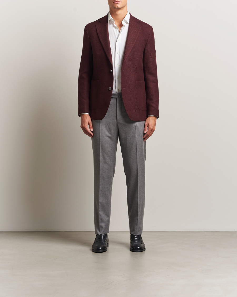 Herre | Dressjakker | Oscar Jacobson | Fogerty Patch Structured Wool Blazer Wine