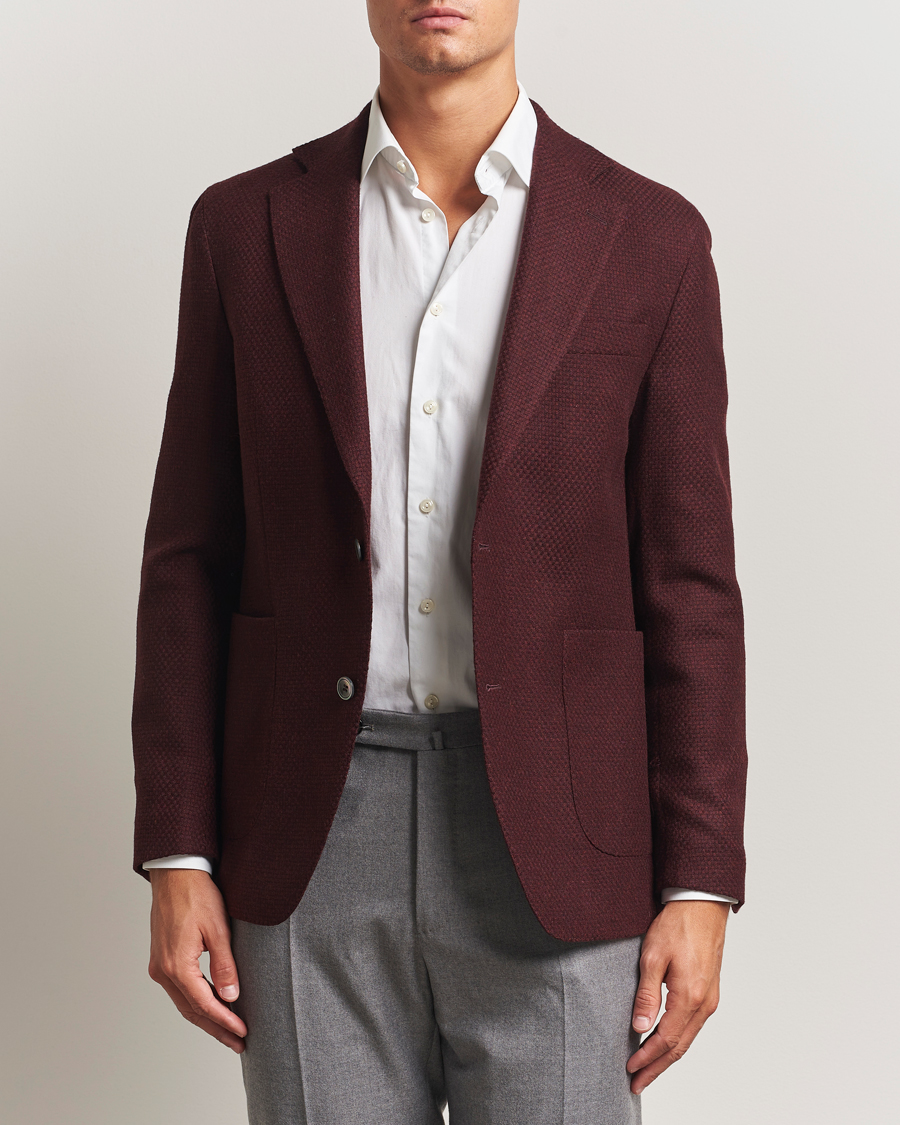 Herre | Dressjakker | Oscar Jacobson | Fogerty Patch Structured Wool Blazer Wine
