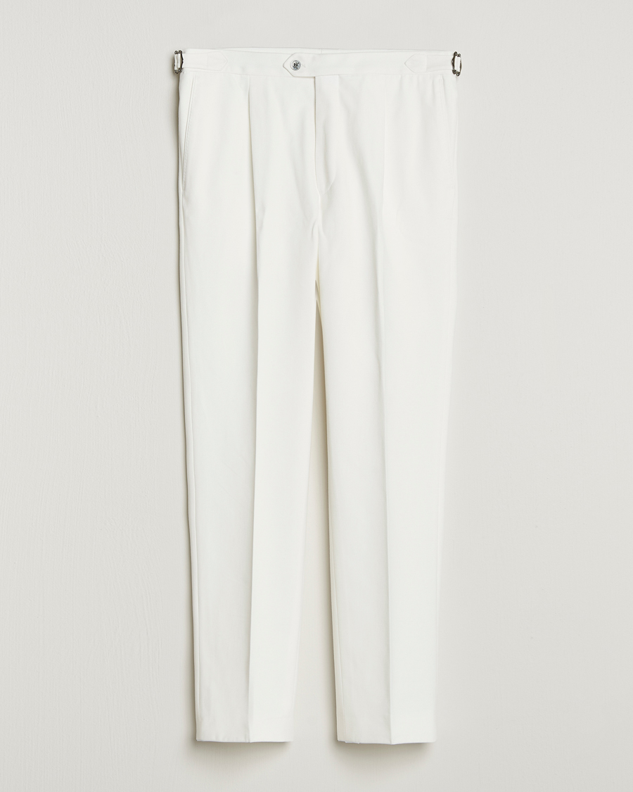 Herre | Bukser | Oscar Jacobson | Delon Brushed Cotton Trousers White
