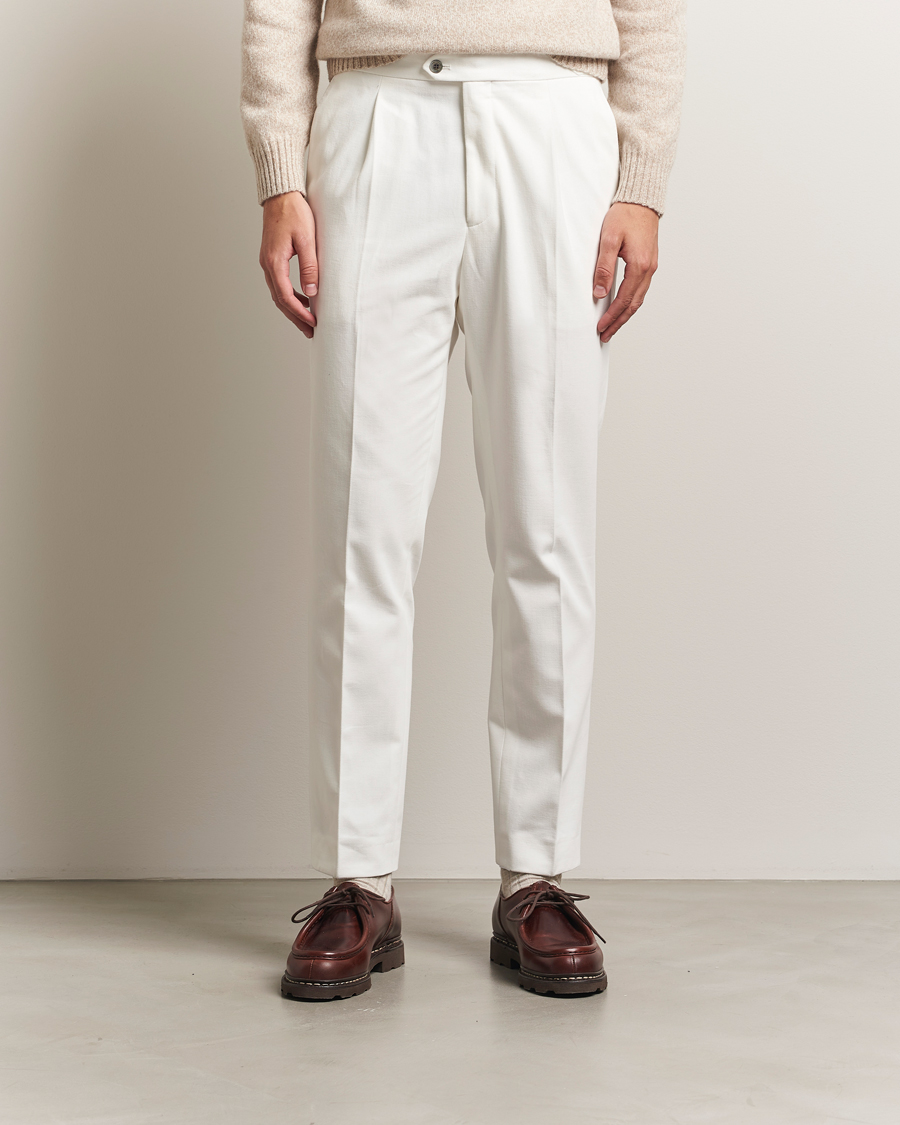 Herre | Bukser | Oscar Jacobson | Delon Brushed Cotton Trousers White