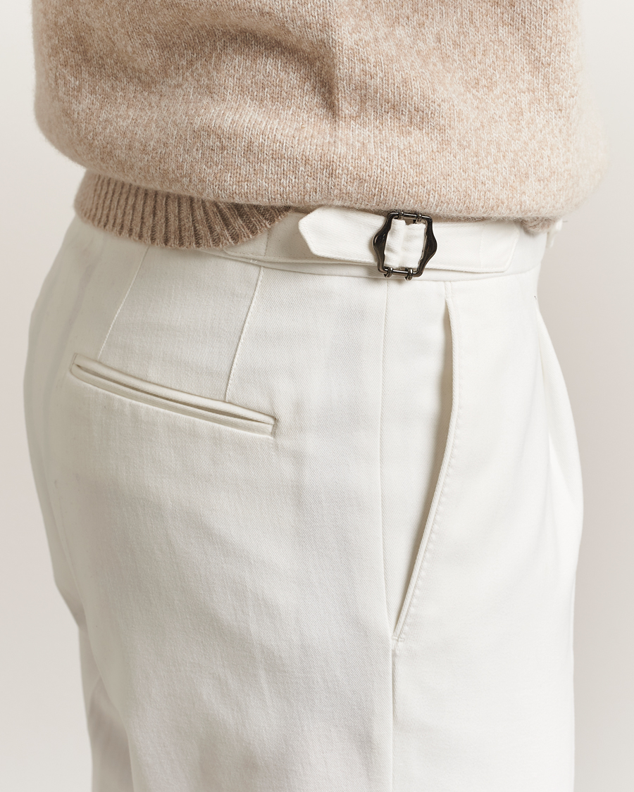 Herre | Bukser | Oscar Jacobson | Delon Brushed Cotton Trousers White