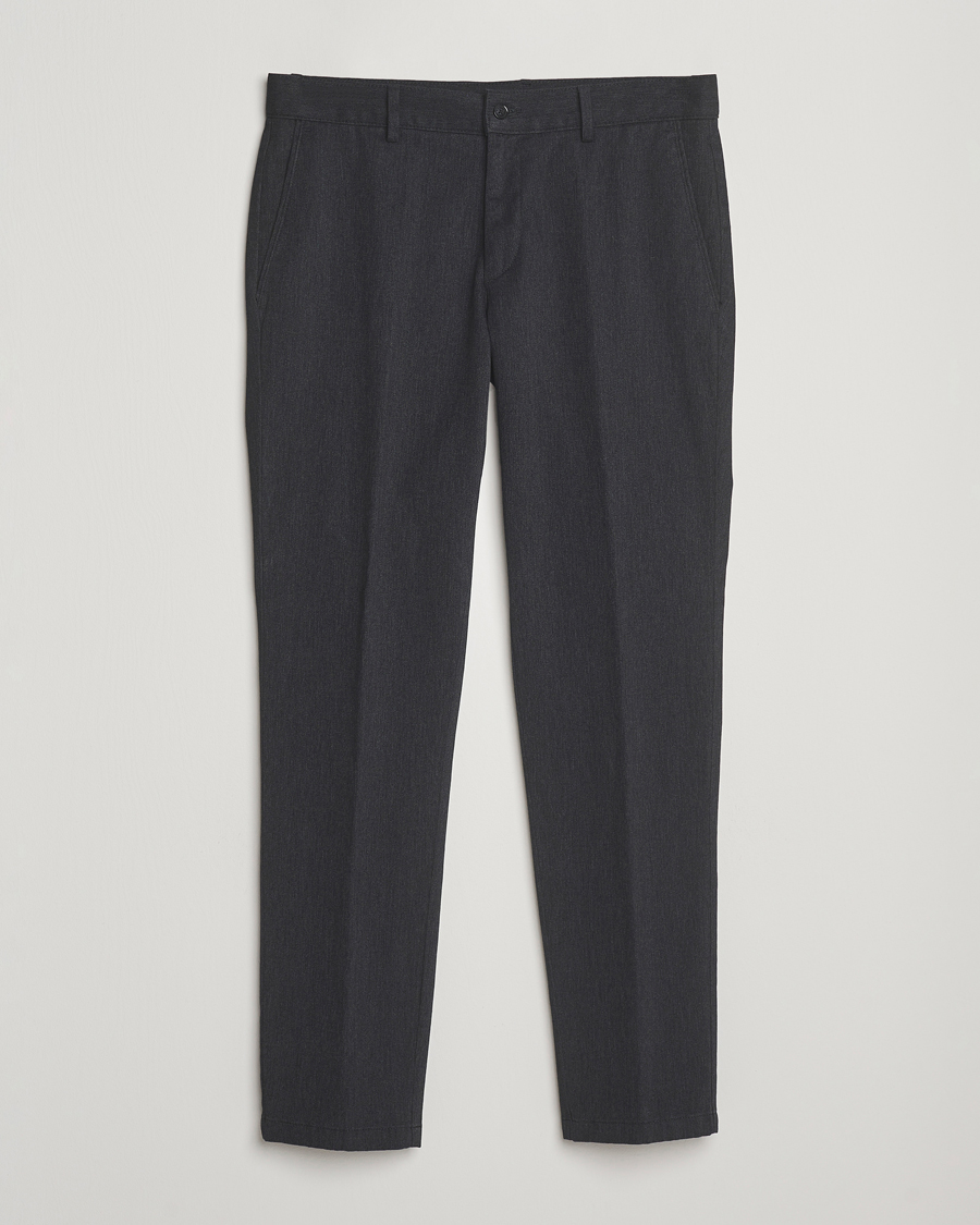 Herre | Bukser | Oscar Jacobson | Denz Brushed Melange Trousers Charcoal