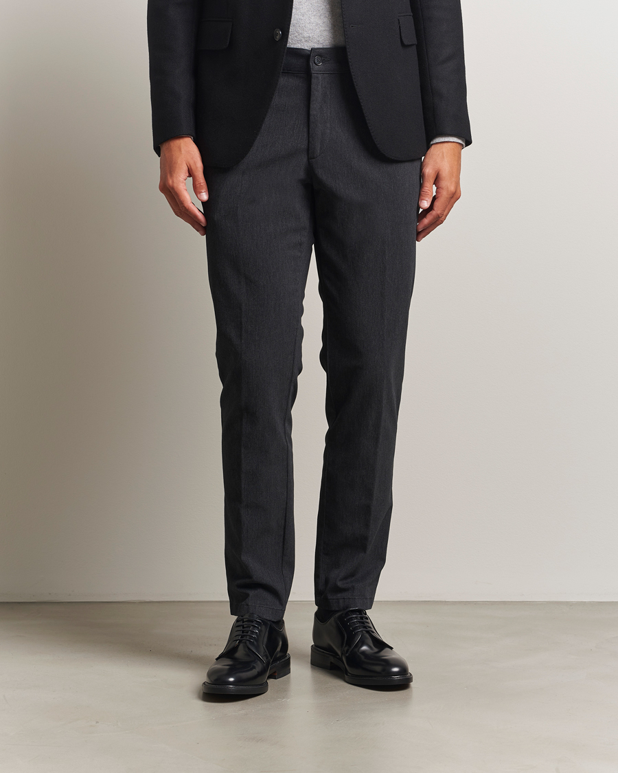 Herre | Bukser | Oscar Jacobson | Denz Brushed Melange Trousers Charcoal